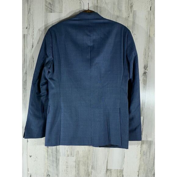 Boss Hugo Boss Mens Blazer Sport Coat Size 38 R Blue Tiny Geometric Viscose READ - Picture 2 of 13